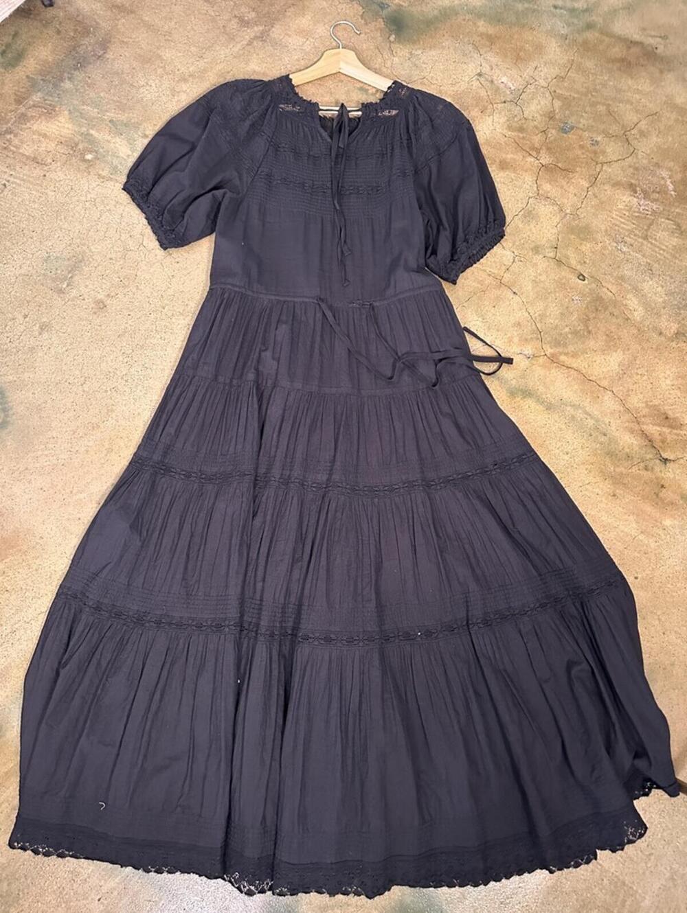 The Great. Black Lace Tiered The Prairie Bird Dress Size S - Picture 8 of 13